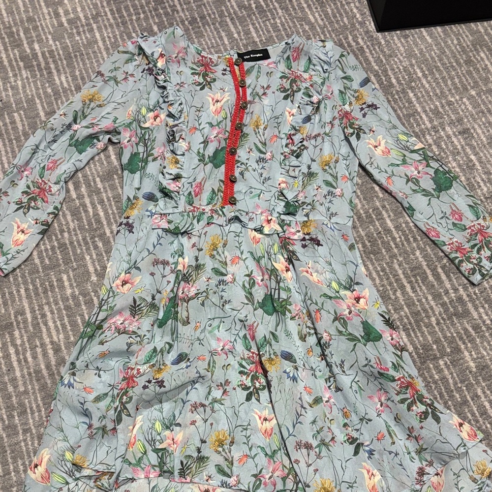 The Kooples Floral Dress with Red Trim